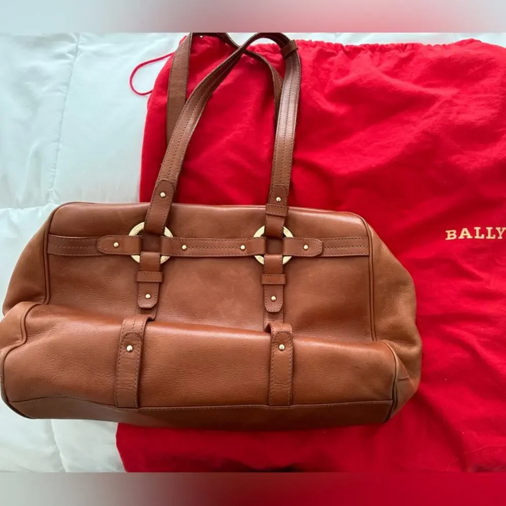 Bally Brown Leather Tote Bag with Tassel & Dust Bag 14x6 Designer Handbag‎